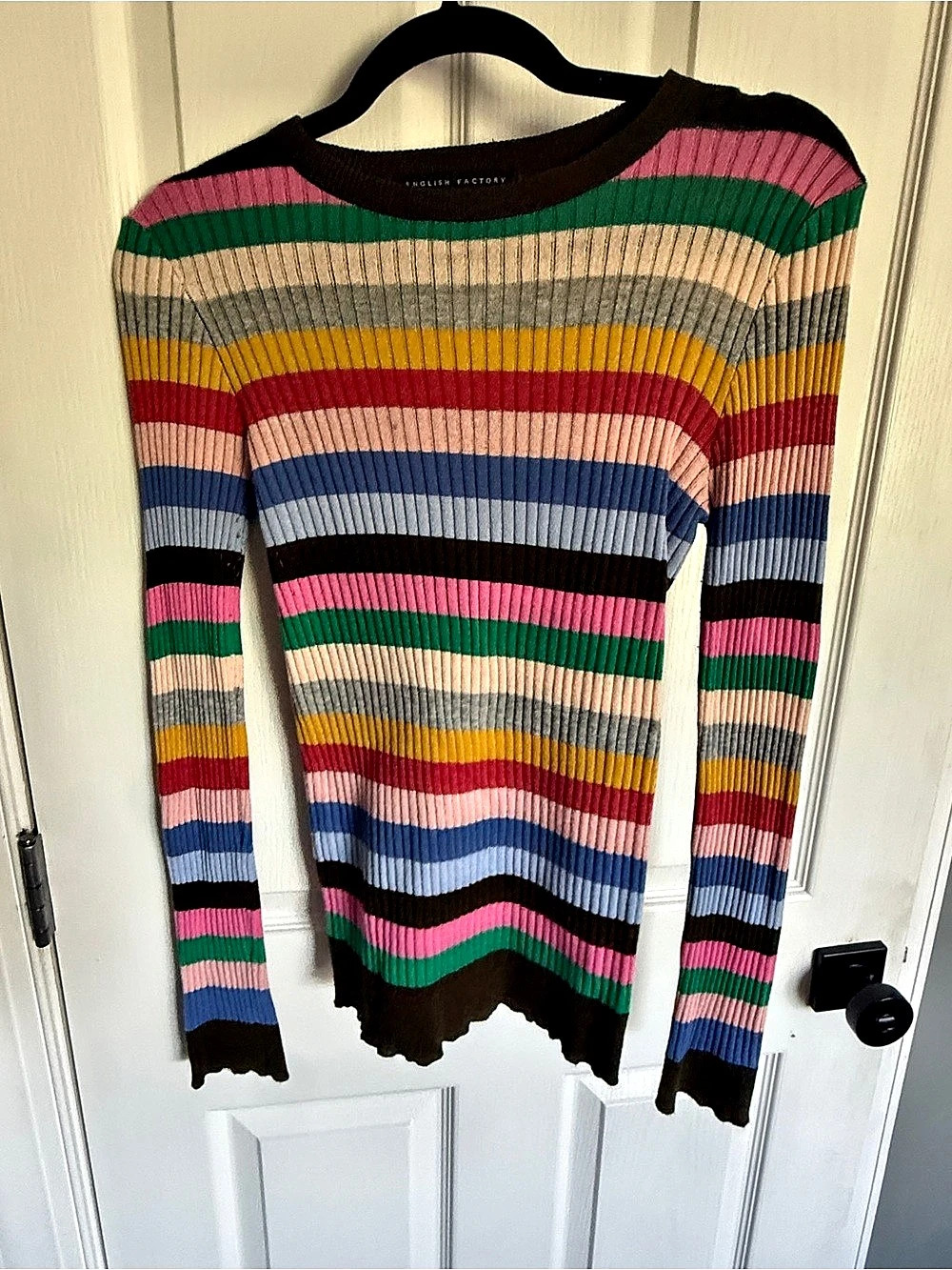 English Factory Striped Crewneck Sweater in Multicolor Size Medium Like New